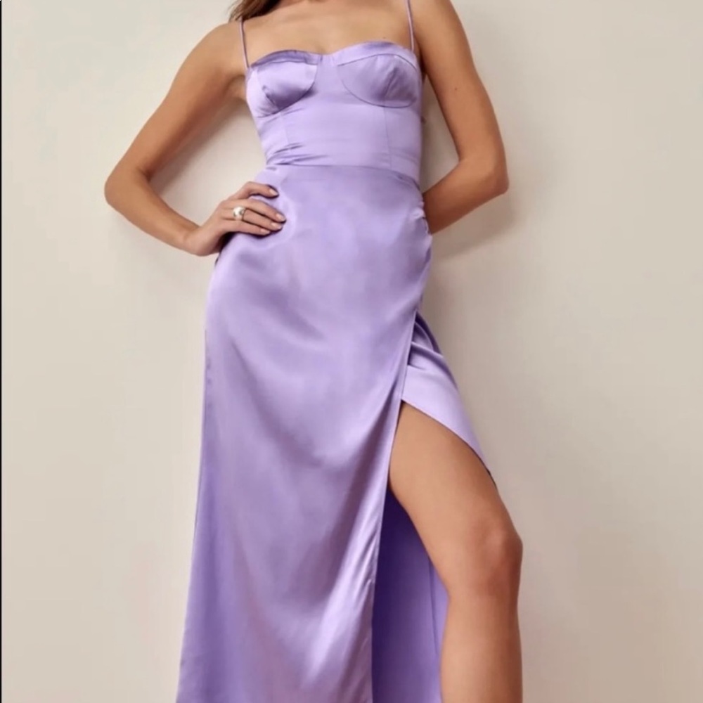 Reformation Marguerite Silk Dress in Lilac - Picture 3 of 6